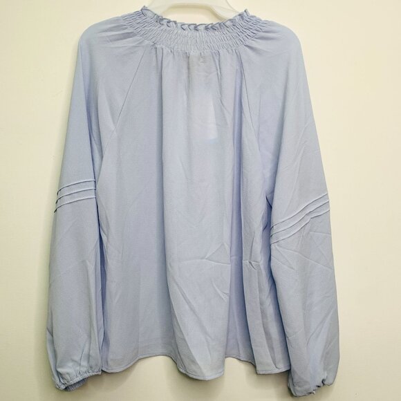 Social Standard by Sanctuary Women's Top L Long Sleeve Peasant Shirt Blue - Picture 4 of 12